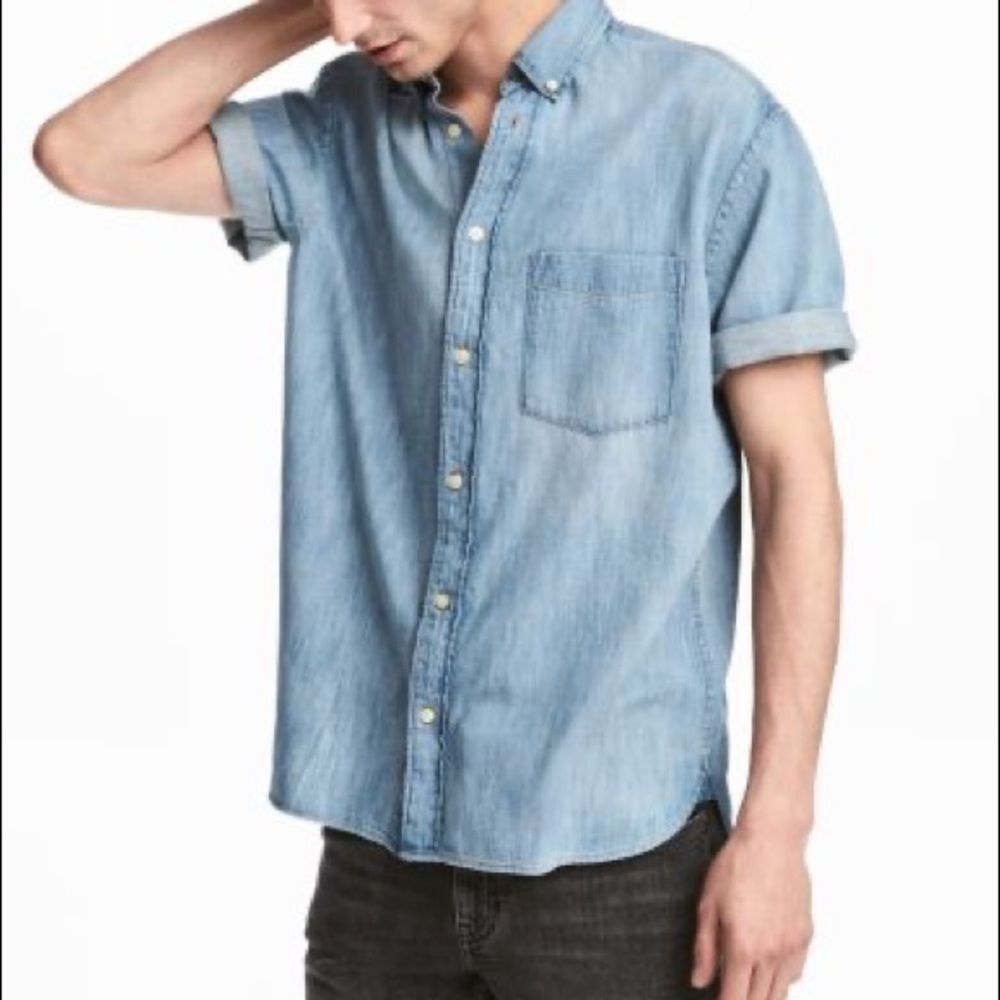 Denim casual button down shirt